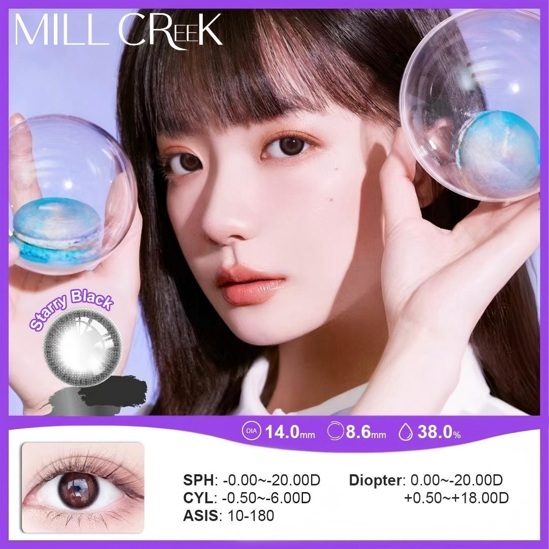 Starry Black Daily Disposable Contact Lenses 14.0mm Diameter Aspherical Millcreek Lenses