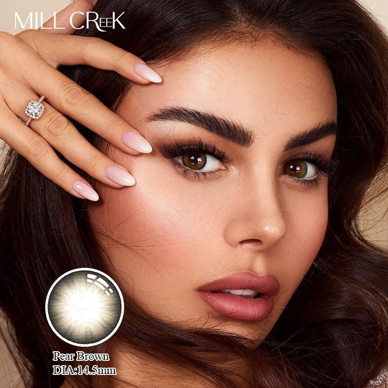 14.5mm Diameter Soft Daily Contact Lenses Pear Brown With 3D Gradient Effect