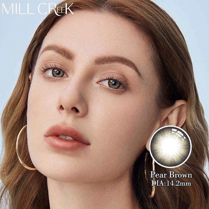 14.5mm Diameter Soft Daily Contact Lenses Pear Brown With 3D Gradient Effect