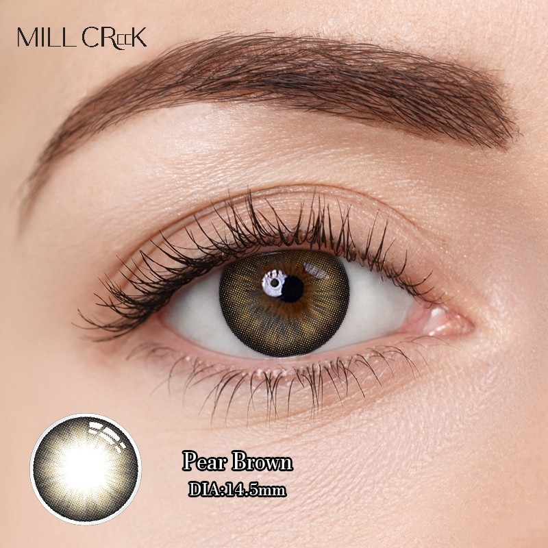14.5mm Diameter Soft Daily Contact Lenses Pear Brown With 3D Gradient Effect