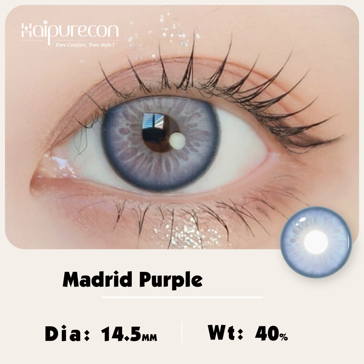 Colored Daily Disposable Lenses Natural 8.5mm Base Curve 14.5mm Diameter